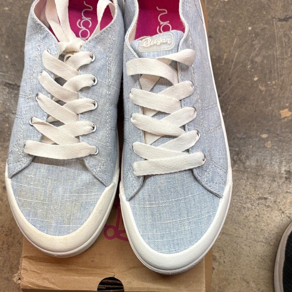 Sugar Light Blue Denim-Style Low Top Sneakers